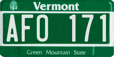 VT license plate AFO171