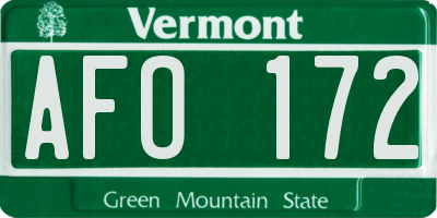 VT license plate AFO172