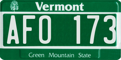 VT license plate AFO173