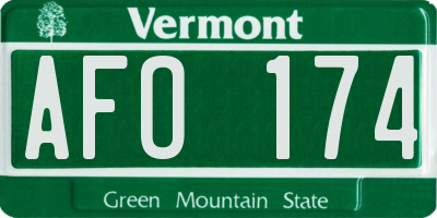 VT license plate AFO174