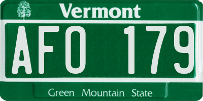 VT license plate AFO179