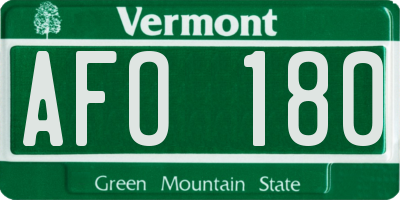 VT license plate AFO180