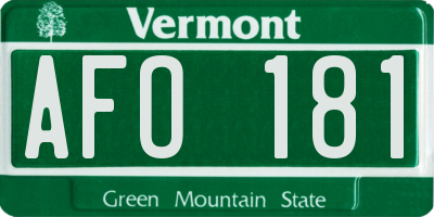 VT license plate AFO181