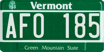 VT license plate AFO185