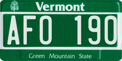 VT license plate AFO190