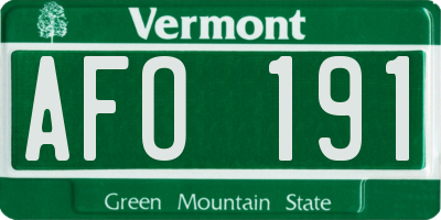 VT license plate AFO191