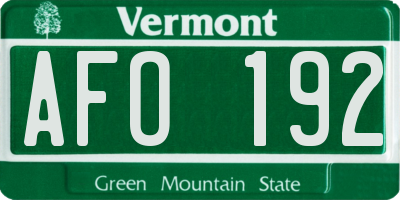VT license plate AFO192