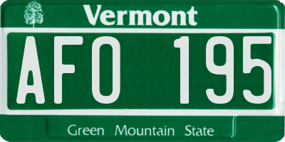 VT license plate AFO195