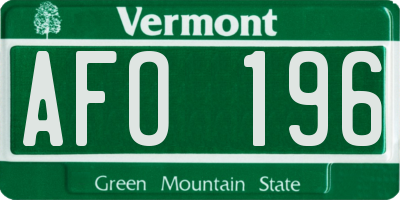 VT license plate AFO196