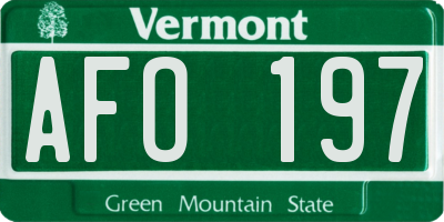 VT license plate AFO197