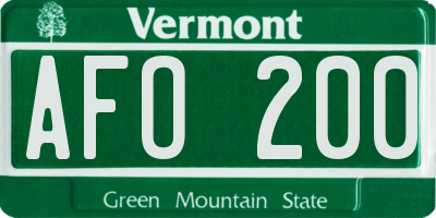 VT license plate AFO200
