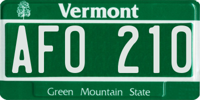 VT license plate AFO210