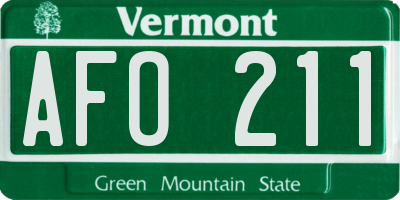 VT license plate AFO211