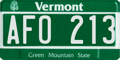 VT license plate AFO213
