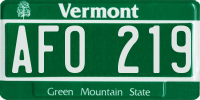 VT license plate AFO219