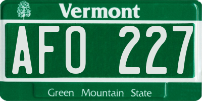 VT license plate AFO227
