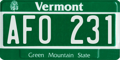 VT license plate AFO231