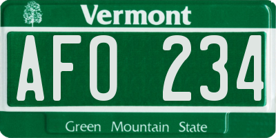 VT license plate AFO234