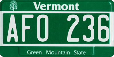 VT license plate AFO236
