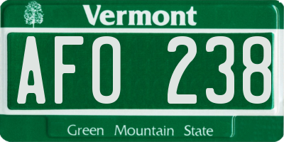 VT license plate AFO238