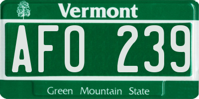 VT license plate AFO239