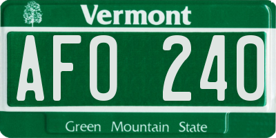 VT license plate AFO240