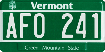 VT license plate AFO241