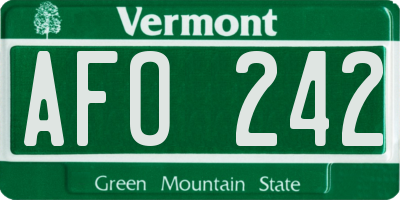 VT license plate AFO242