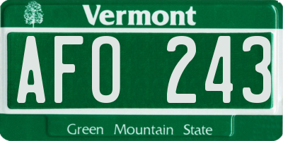 VT license plate AFO243