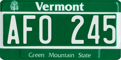 VT license plate AFO245