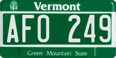 VT license plate AFO249