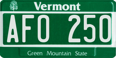 VT license plate AFO250