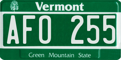 VT license plate AFO255