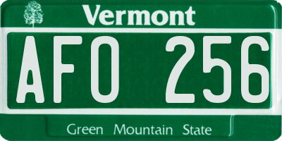 VT license plate AFO256