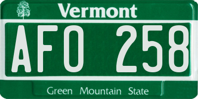 VT license plate AFO258