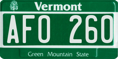 VT license plate AFO260