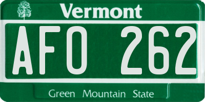 VT license plate AFO262