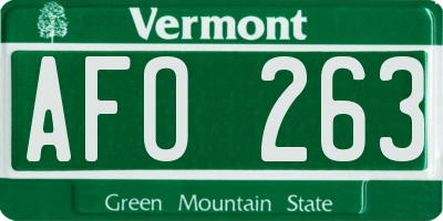 VT license plate AFO263