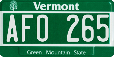 VT license plate AFO265