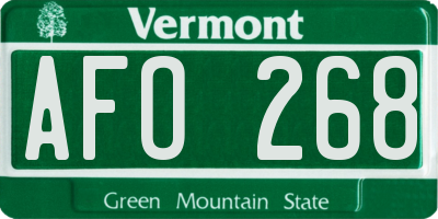 VT license plate AFO268
