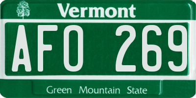 VT license plate AFO269