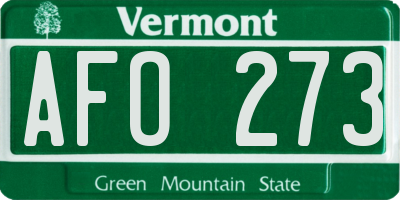VT license plate AFO273