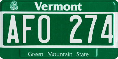 VT license plate AFO274