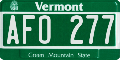 VT license plate AFO277