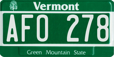 VT license plate AFO278