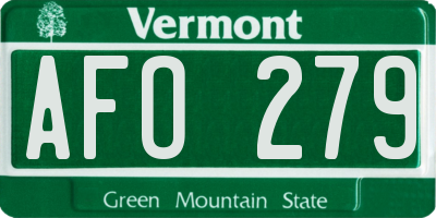 VT license plate AFO279
