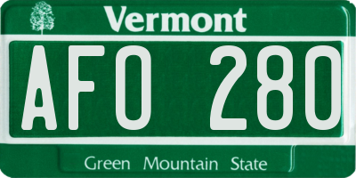 VT license plate AFO280