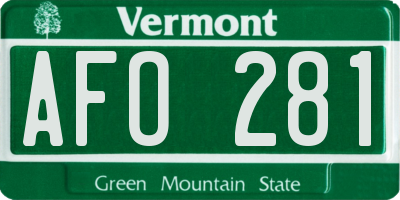VT license plate AFO281