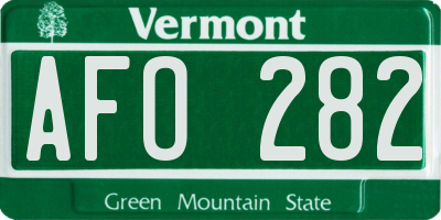 VT license plate AFO282