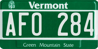 VT license plate AFO284
